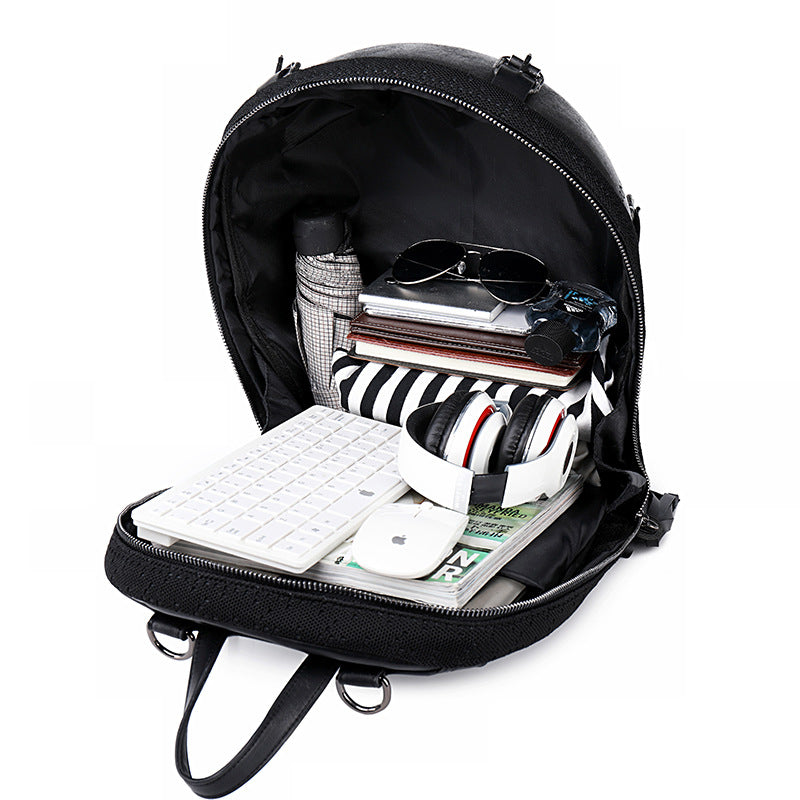 Personality new three-dimensional bone skull PU backpack Fashion multi-function outdoor backpack wholesale