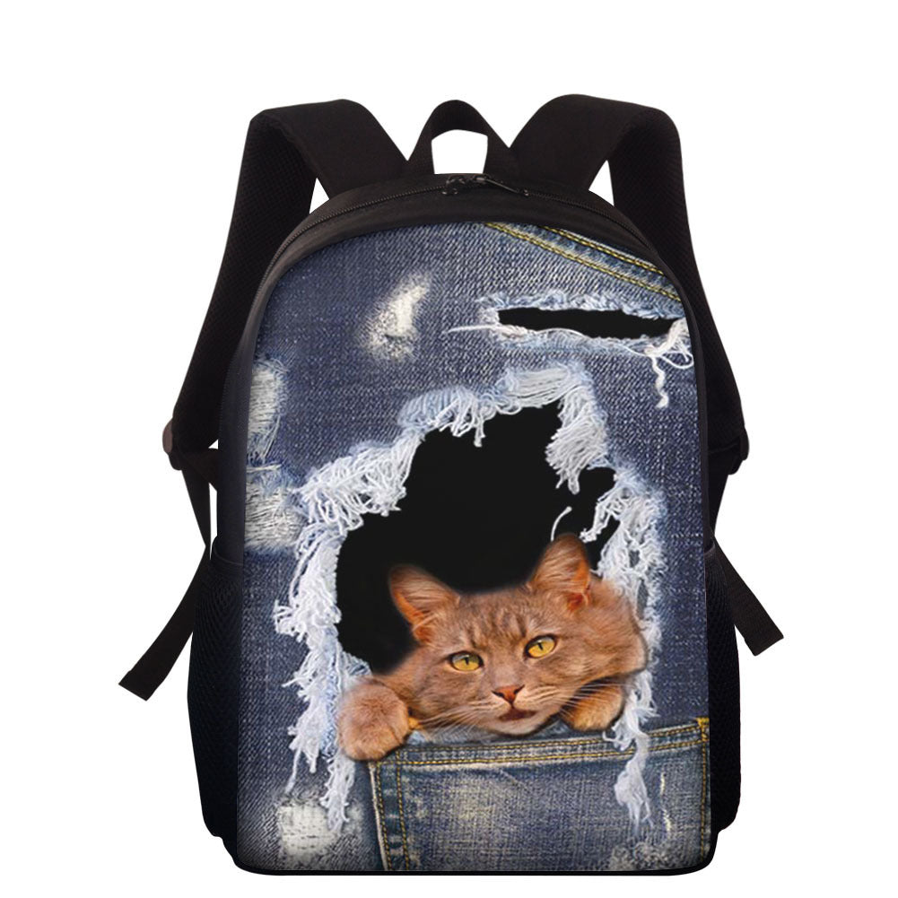 Cowboy hollowed-out pet cat children's schoolbags