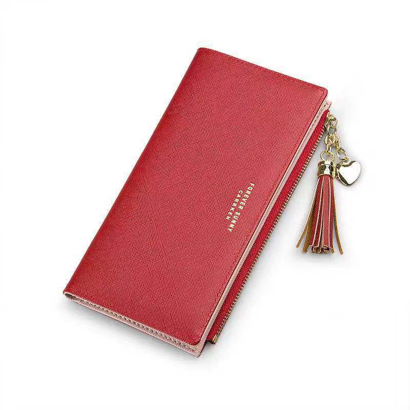 Fashion Simple Cross Pattern Tassel Zipper Wallet
