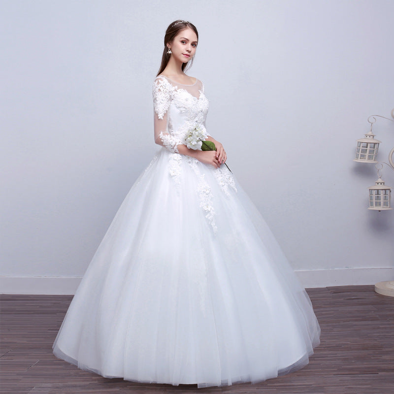 2021 new shoulders Slim Qi wedding bride married slim wedding dress