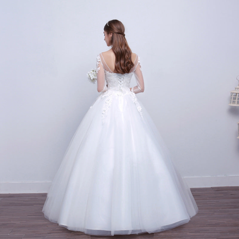 2021 new shoulders Slim Qi wedding bride married slim wedding dress