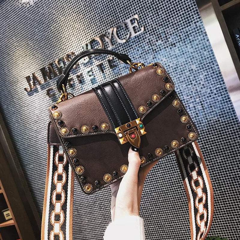 Studded small square bag