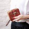 New Korean Women's Wallet Short Hollow Clutch Bag Leaf Zipper Buckle Bills Card Pack