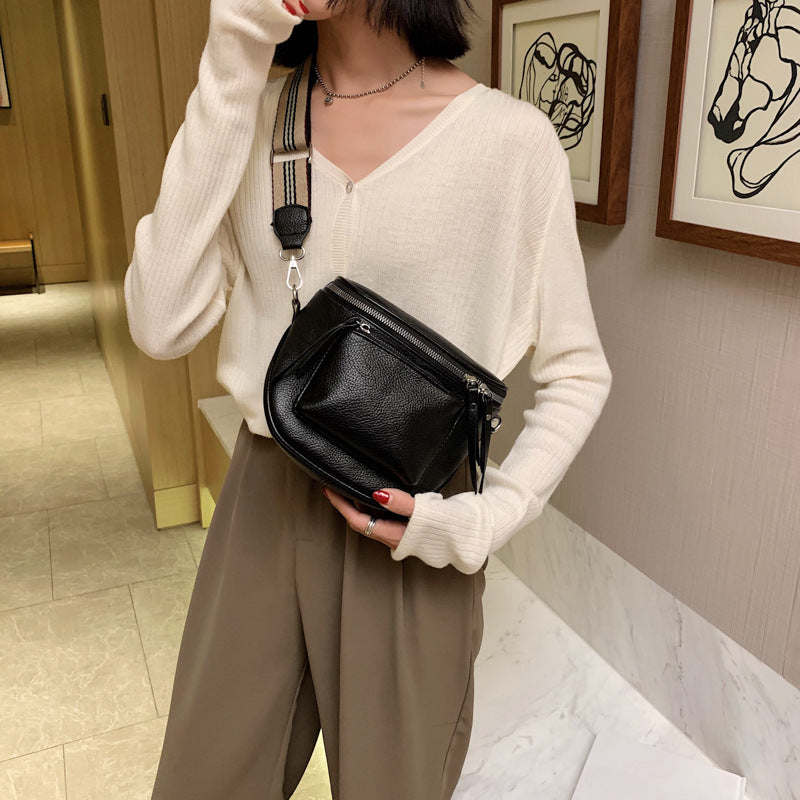 One Shoulder Crossbody Soft Leather Casual Saddle Bag