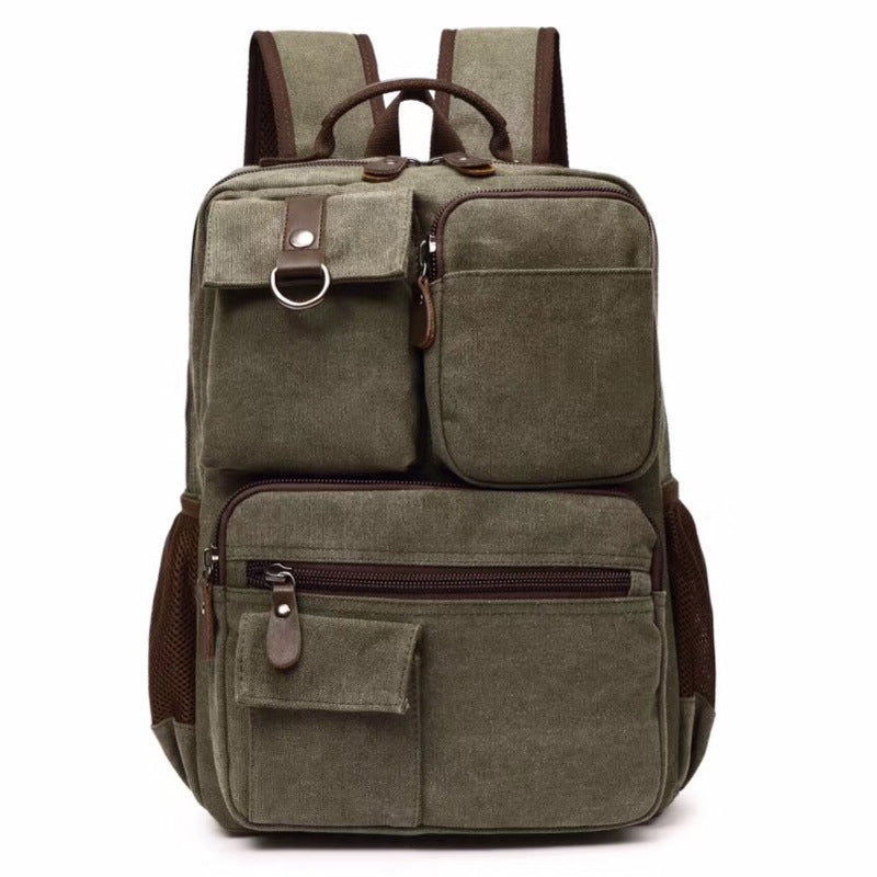 Ba Bao fashion trends, personalized retro canvas bag, travel backpack, backpack, outdoor students, men's water bag