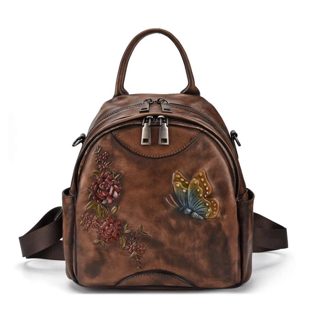 Vintage first layer cowhide backpack