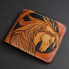 First Layer Cowhide Handmade Leather Carving Wallet Short Carp Couple Gift