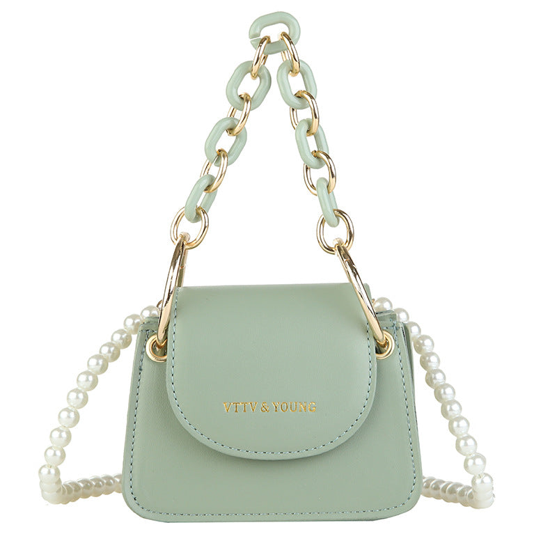 New One Shoulder Fashion Pearl Chain Small Square Bag