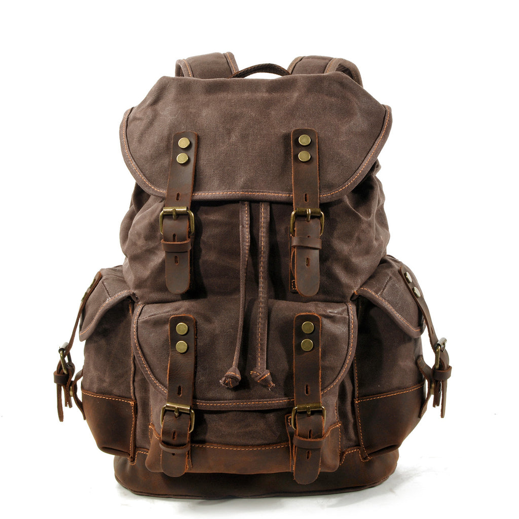 Canvas stitching leather mountaineering bag