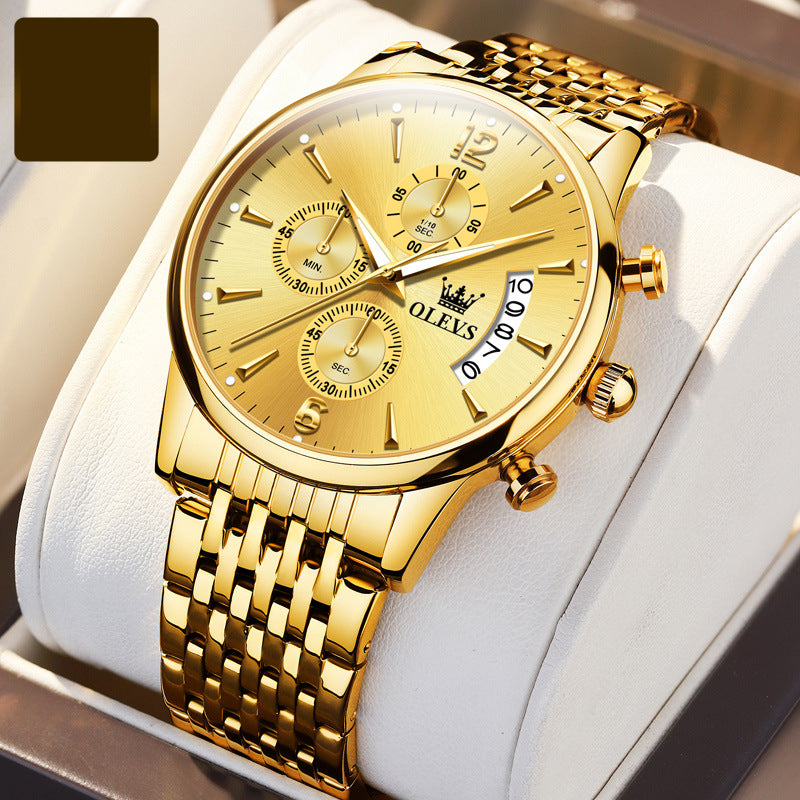 Men's Multifunctional Steel Band Quartz Watch