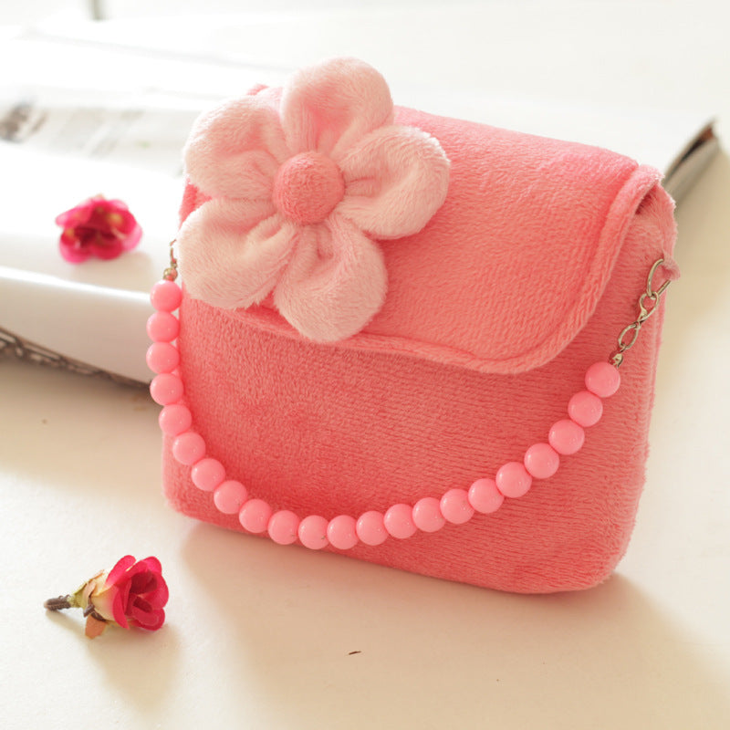 Girls Bead Chain Hand Bag Cute Flower Princess Bag