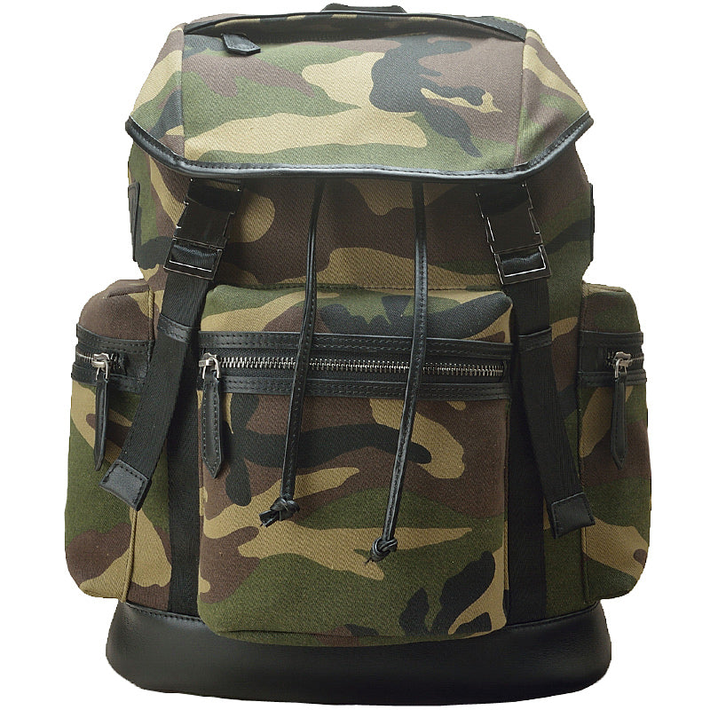 Fashion Camouflage Canvas And Leather Backpack