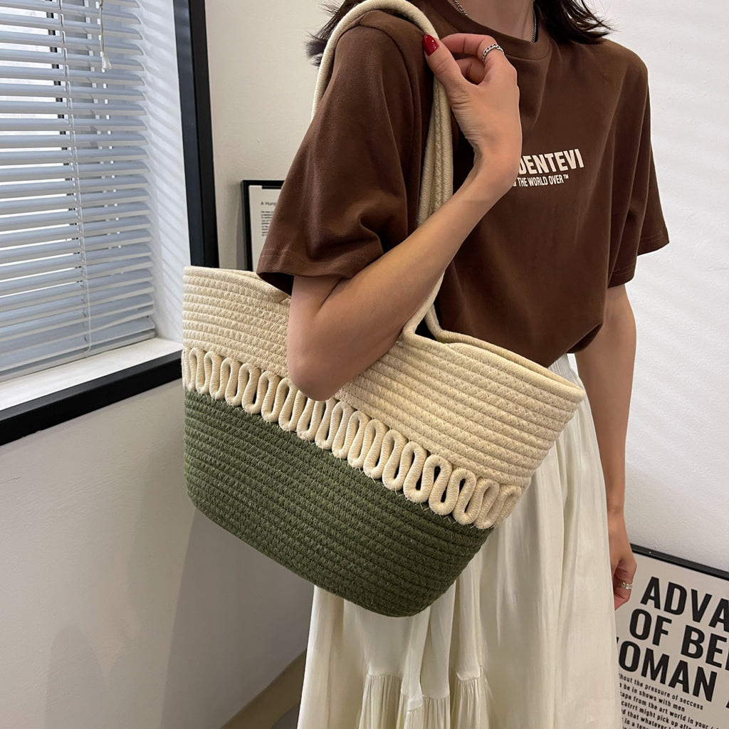 Large Capacity Beach Cotton Woven Shoulder Bag