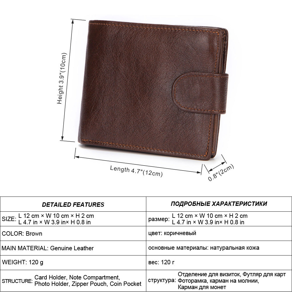 Top Layer Cowhide Clutch Bag Horizontal Style