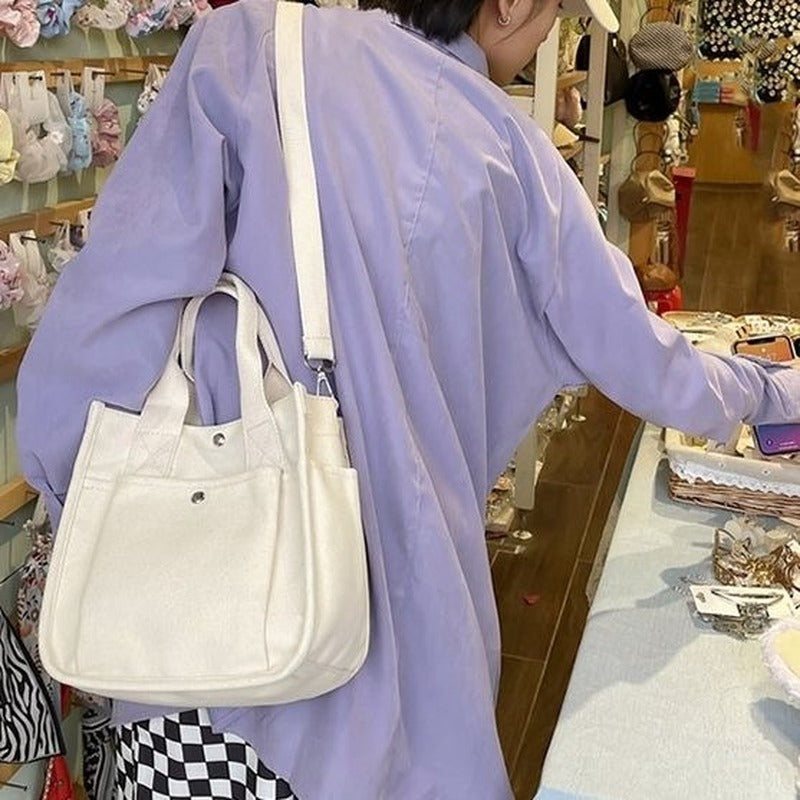 Canvas Crossbody Bag With Large Capacity