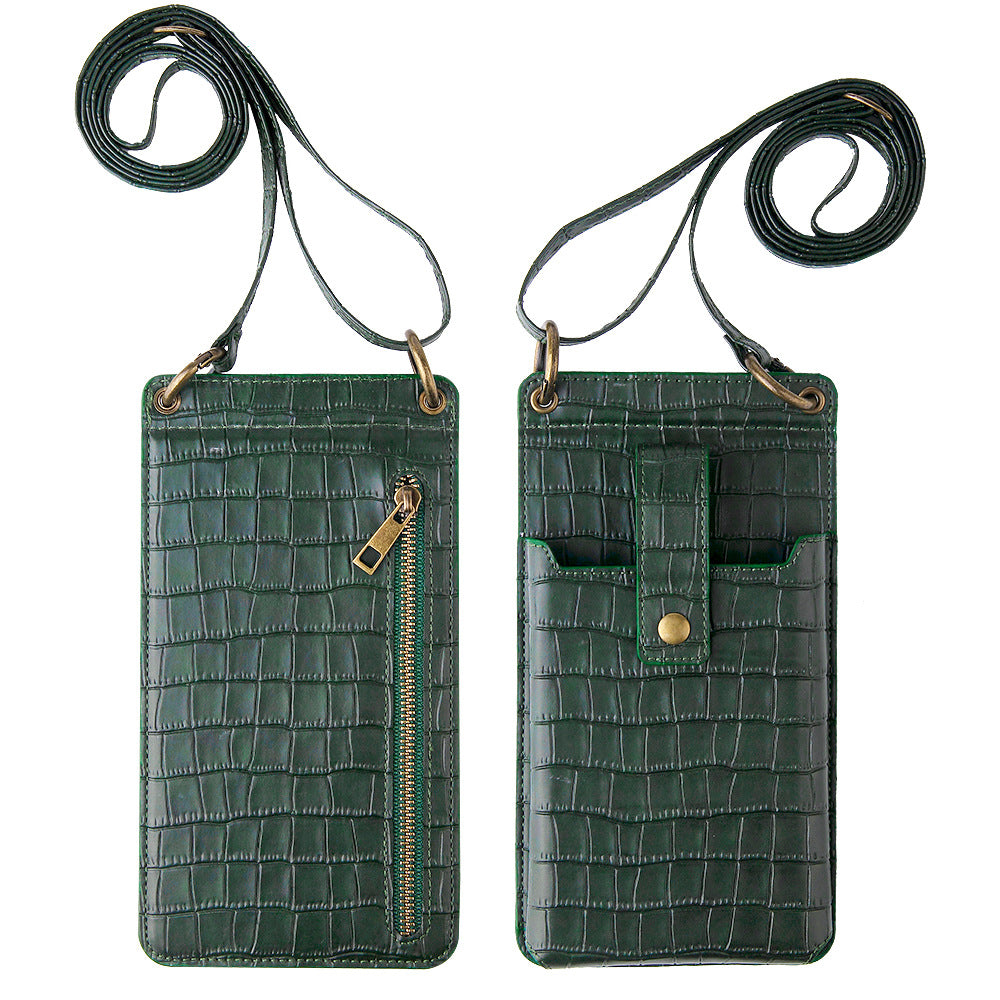 Multi-function Crossbody Bag For Mobile Phone Crocodile Pattern Wallet Card Holder