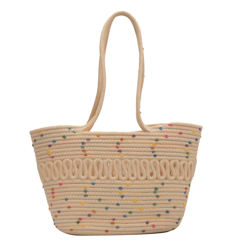 Large Capacity Beach Cotton Woven Shoulder Bag