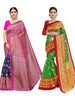 Combo Pack Of 2 - Women's Printed Poly Silk Saree With Blouse Indian Traditional Saree Wedding Dress Handmade Famous Actress Style Party Wear Free Size  Ethenic Wear Clothes For Women