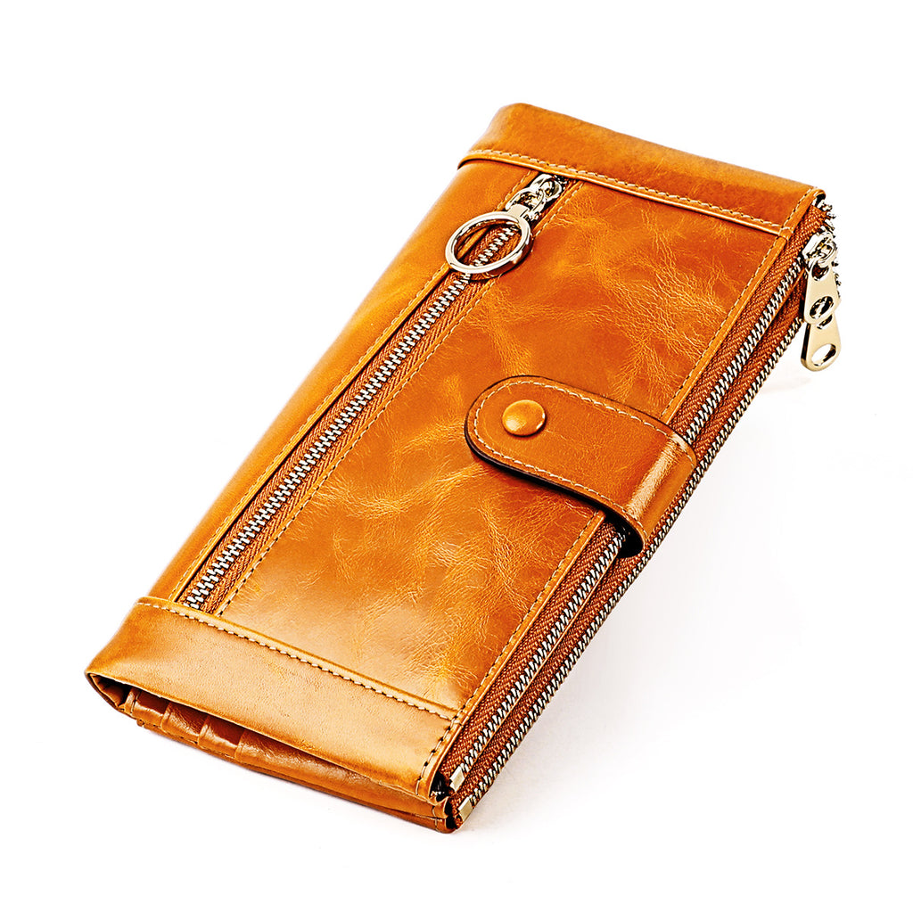 Fashion Personality Vintage Oil Waxed Leather Ladies Wallet