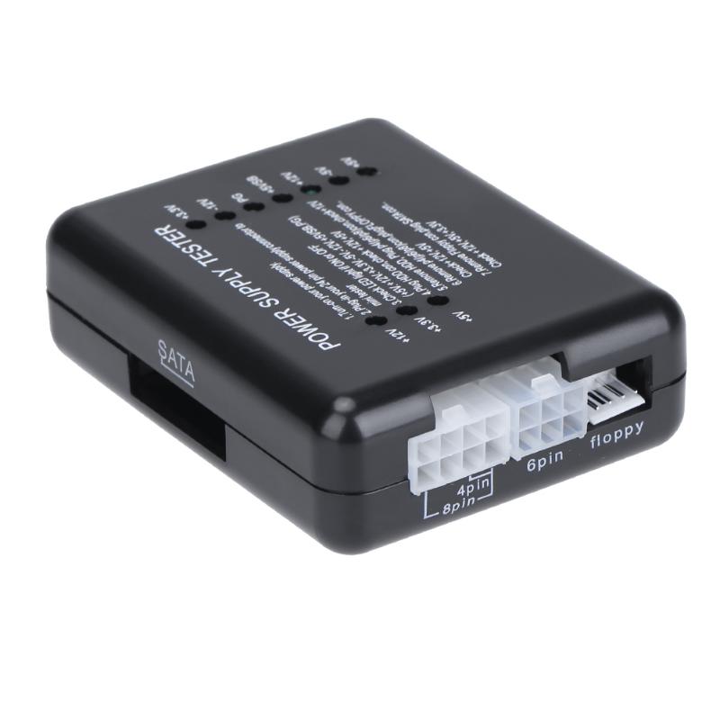 PC Computer ATX SATA HDD Power Supply Tester LED Indication 20 24pin PSU Diagnostic Tool testing for Anode Cathode 12V 5V 3.3V