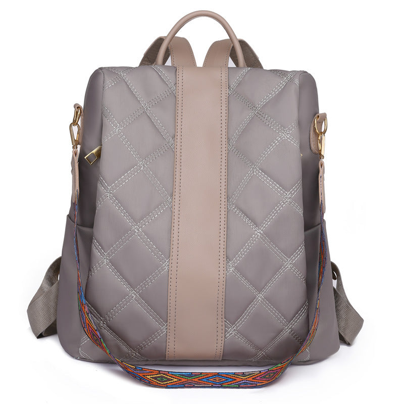Women's Korean Style Rhombus Oxford Cloth Backpack