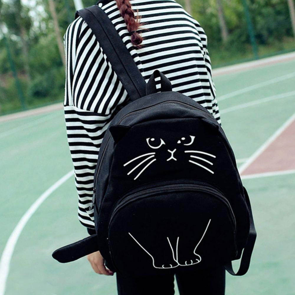 New funny cat canvas backpack casual female backpack