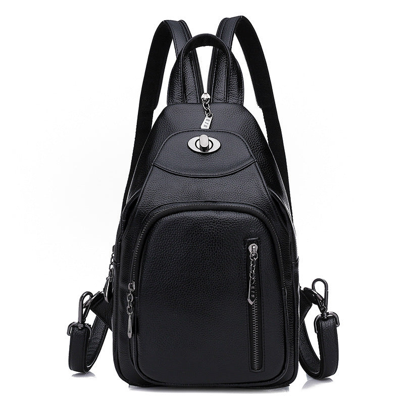 Women's Fashion All-match Soft Leather Casual Multifunctional Small Backpack