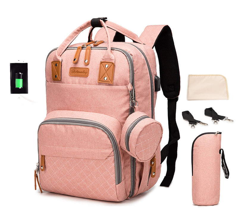 Multifunctional large capacity double shoulder mommy bag