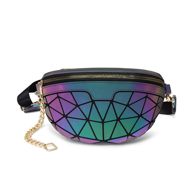 Rhombus Luminous Waist  Geometric PVC Diagonal Bag