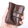 Anti-theft Swiping Wallet Genuine Leather Multifunctional Buckle Zipper Vintage Crazy Horse Leather Men's Bag Leisure Coin Purse