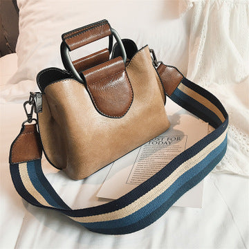 Oil wax leather bucket bag