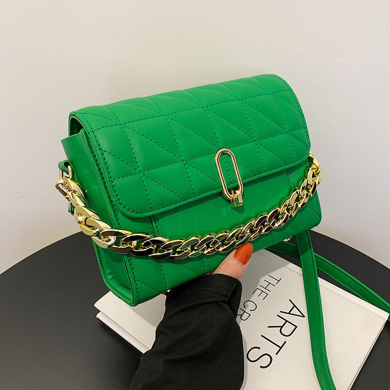 One Shoulder Rhombus Chain Small Square Bag