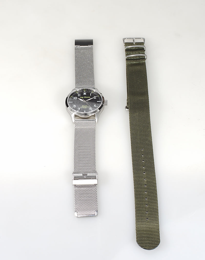 Fashion Stainless Steel Band Nylon Sports Watch