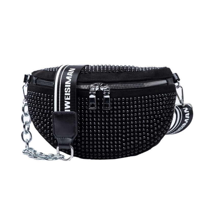 Western Style Rhinestone Crossbody Chest Bag