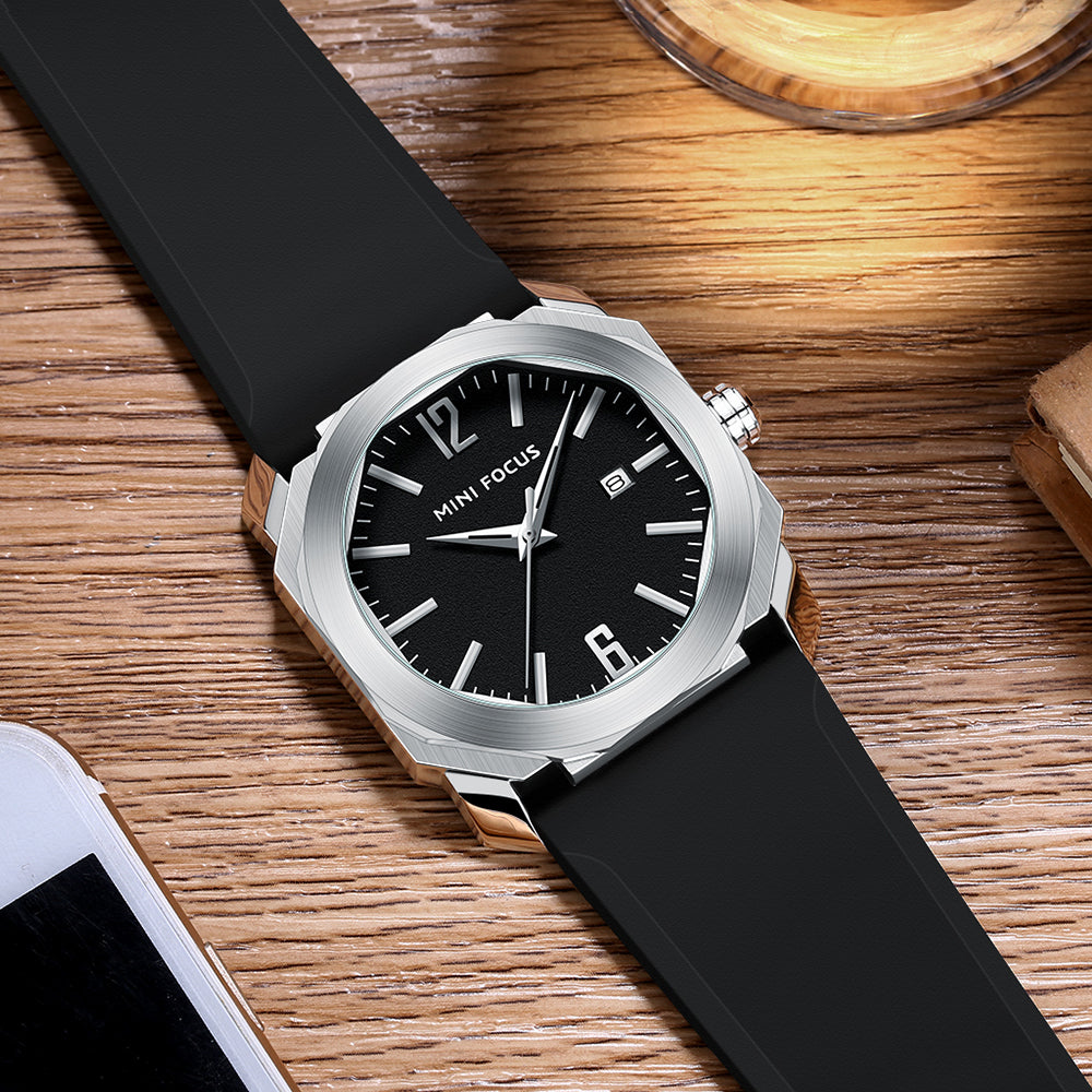 Simple Waterproof Calendar Silicone Band Men's Watch