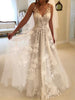 Double-shoulder Deep V-neck Slim-fit Lace Wrapped Shoulder Tail Wedding Dress