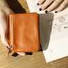 Retro Ultrathin Twofold Simple Short  Drivers License Driving License One Mens And Womens Leather Wallet