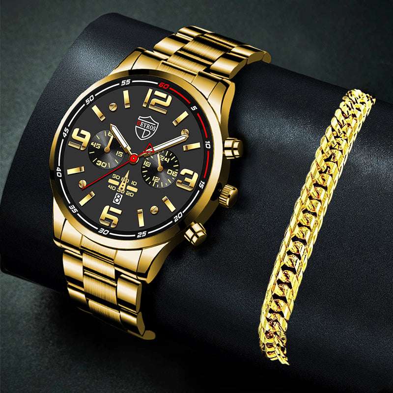 Steel Band Men's Calendar Luminous Quartz Watch