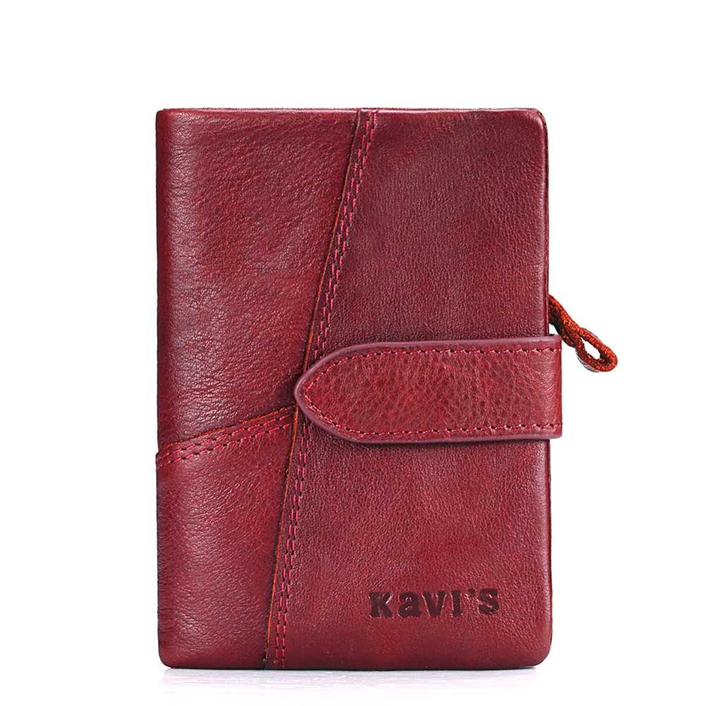 KAVIS Genuine Leather Women Wallet Female Long Clutch Lady Walet Portomonee Rfid Luxury Brand Money Bag Magic Zipper Coin Purse