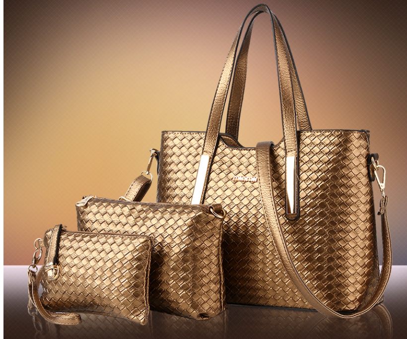Woven Pattern Picture And Mother Three Piece Cross-body One-shoulder Handbag