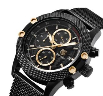 Men's Quartz Watch Sports Calendar Wire Mesh with Men's Quartz Watch