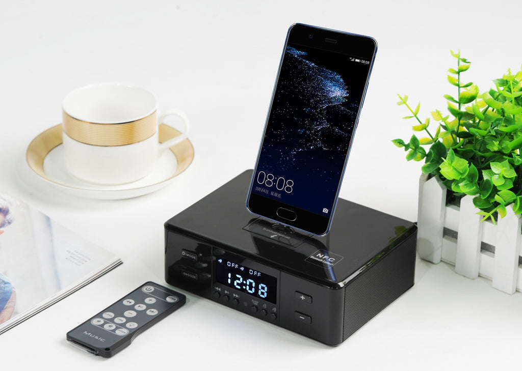 D9 Wireless Bluetooth Speaker Hotel Room Bedside Alarm Clock Radio Rotating Mobile Phone Apple Charging Dock Audio