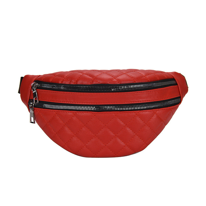 PU Leather Two Tier Waist Bag Shoulder