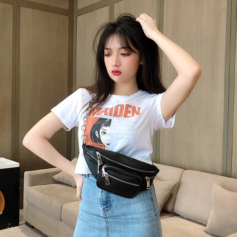 Men And Women Diagonal Fashion Trendy Ins Wild Chain Casual Waist Bag