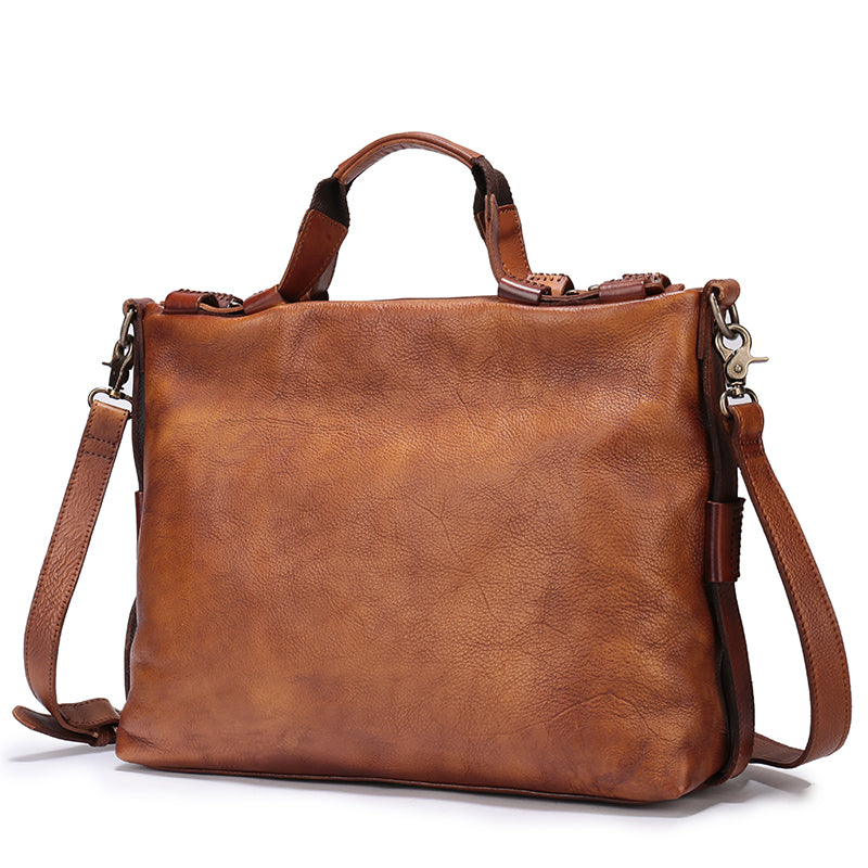 Men's Vegetable Tanned Leather One Shoulder Messenger Bag