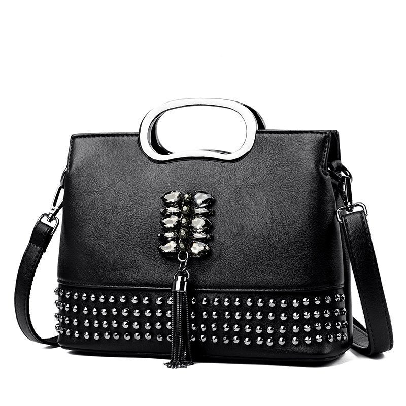 Multi-rivet Portable Fashion Handbag Trendy Tassel Single Shoulder Messenger