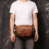 Men's Leather Large-capacity Frosted Cowhide Chest Bag