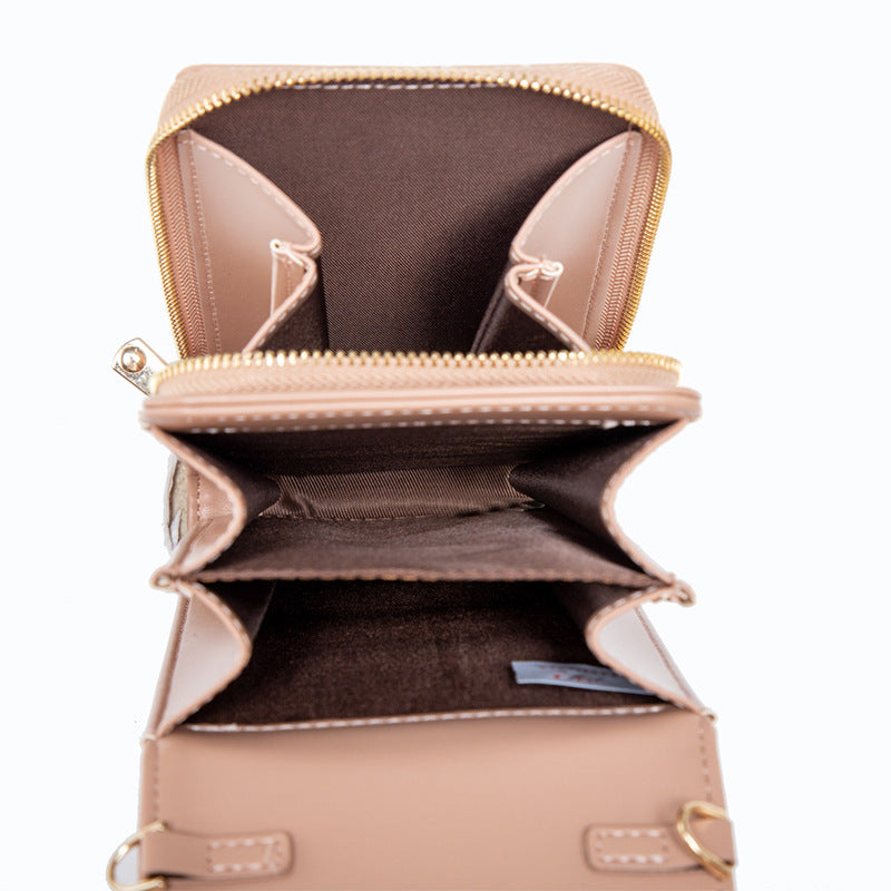 Korean Style PU Double Zip Flap Shoulder Crossbody Bag