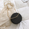 Women's round chain straw bag