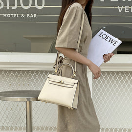 First Layer Cowhide Lychee Pattern Female Bag